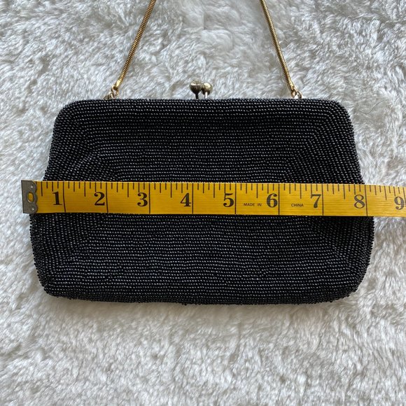 Vintage Black beaded Handbag Clutch - Picture 7 of 15